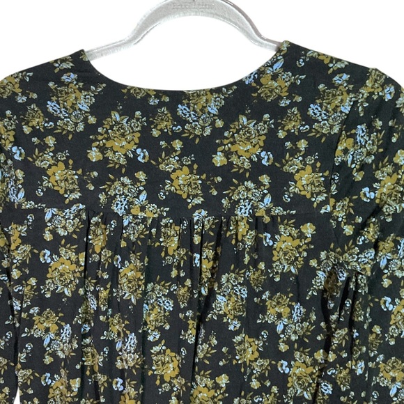 Intimately Free People Bodysuit Sz M Thong Deep V Crossover Floral Black - Picture 8 of 10